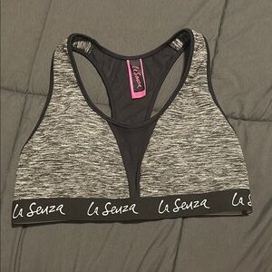 La Senza Gray and Black Sports Bra with Racerback Design